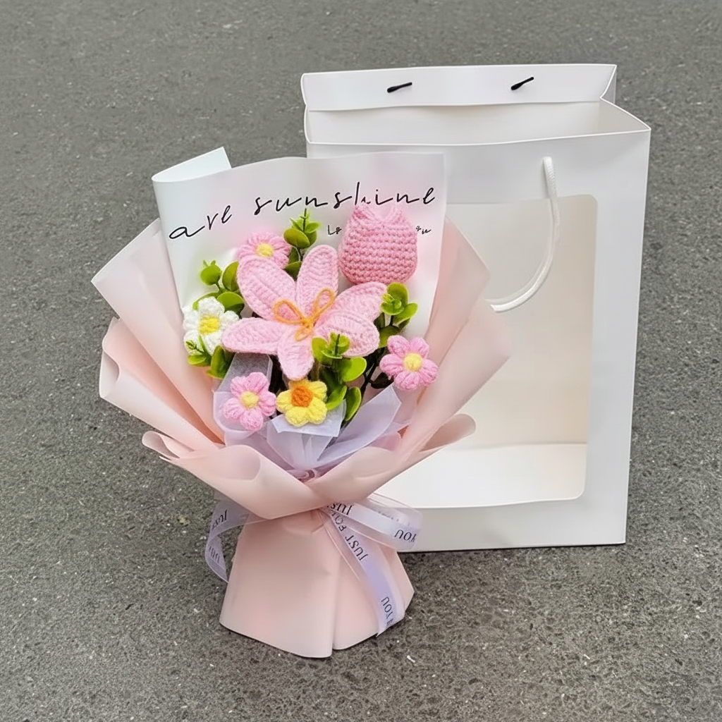 Handmade Crochet Floral Gift Bouquet Arrangement