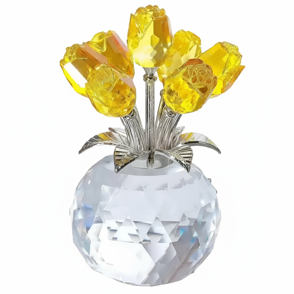 Crystal Rose Bouquet Artificial Flower Vase Decoration For Mothers Day