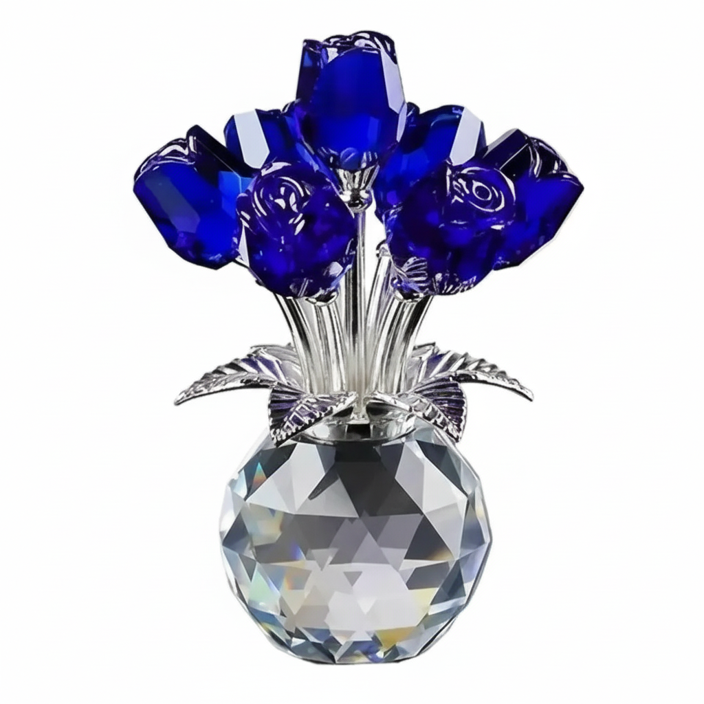 Crystal Rose Bouquet Artificial Flower Vase Decoration For Mothers Day
