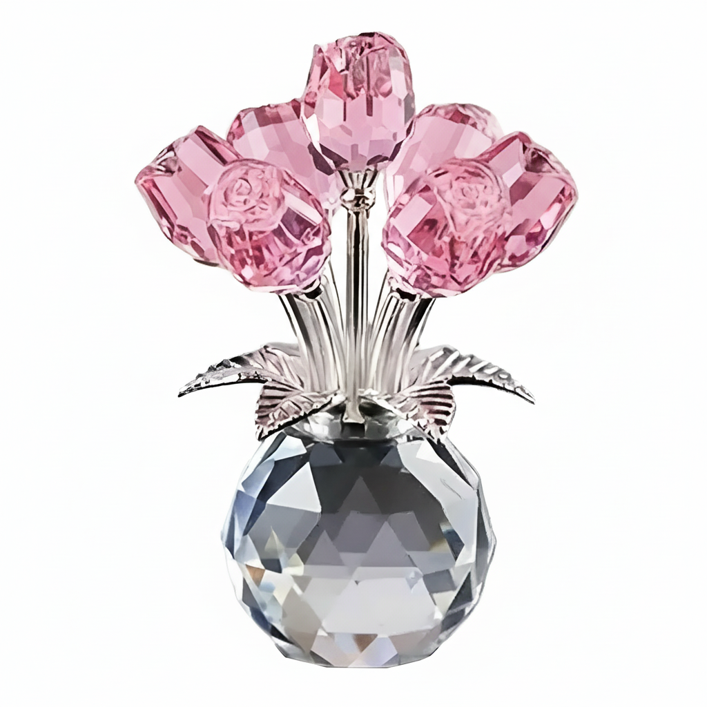Crystal Rose Bouquet Artificial Flower Vase Decoration For Mothers Day