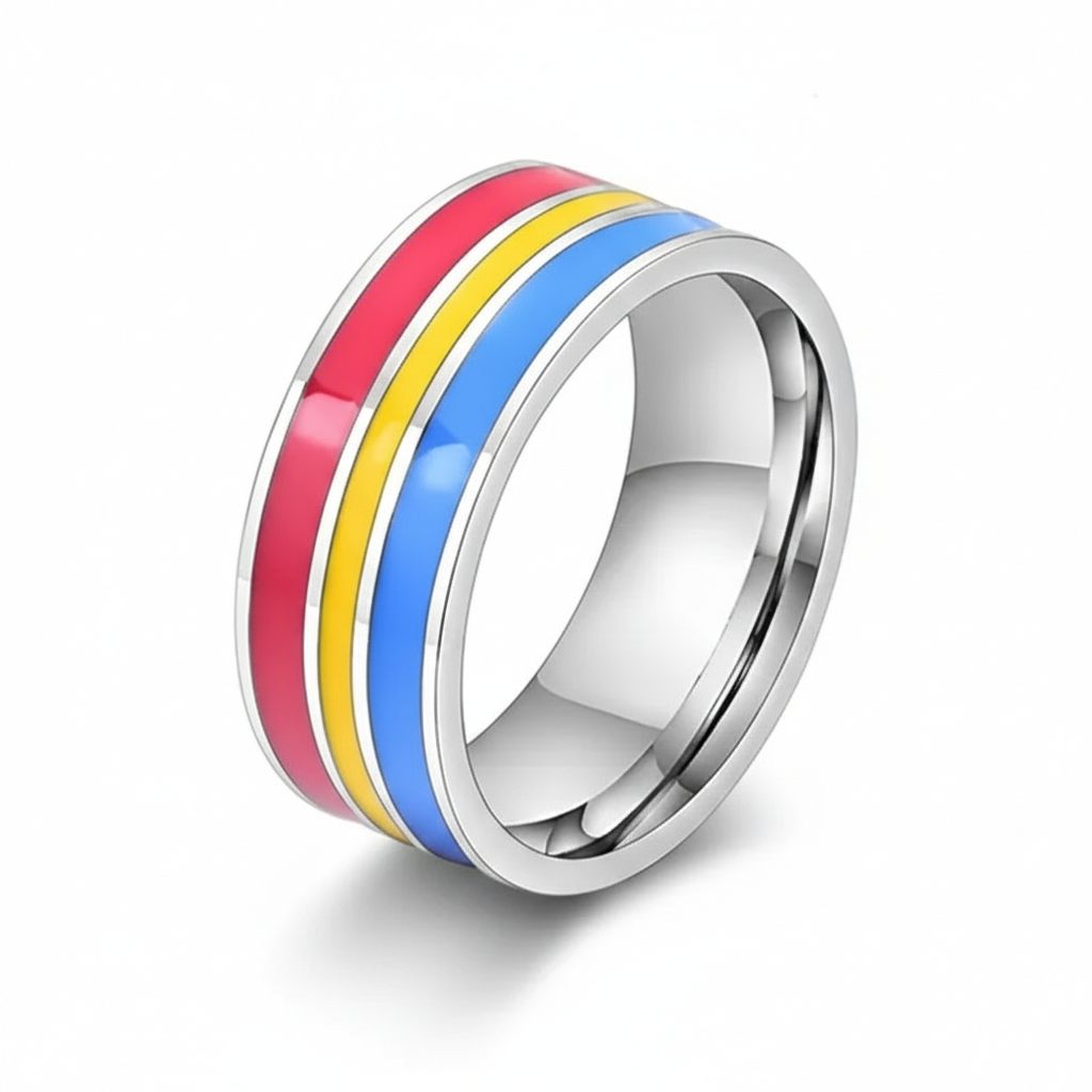 Enamel Stripe Band Style Ring