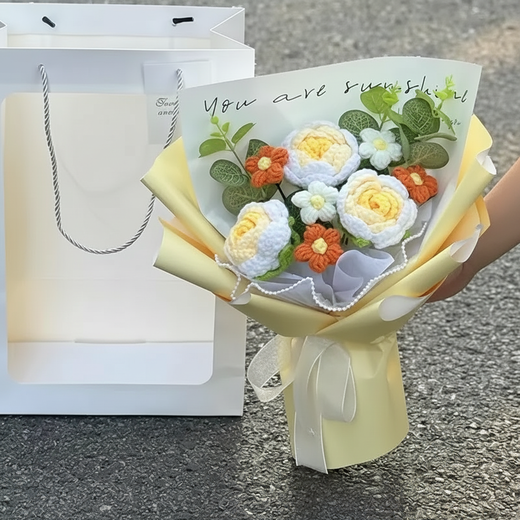 Handmade Crochet Floral Gift Bouquet Arrangement