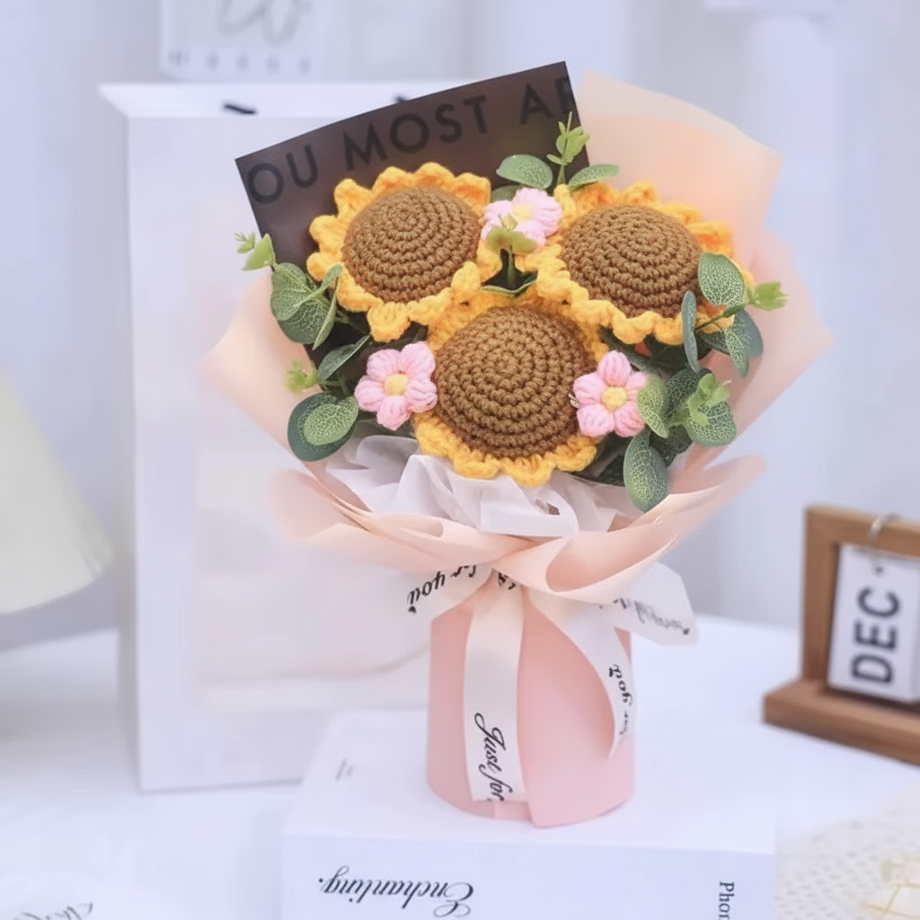 Handmade Crochet Floral Gift Bouquet Arrangement