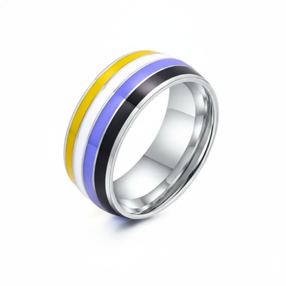 Enamel Stripe Band Style Ring