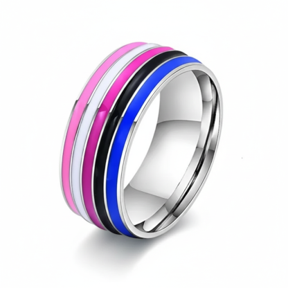 Enamel Stripe Band Style Ring