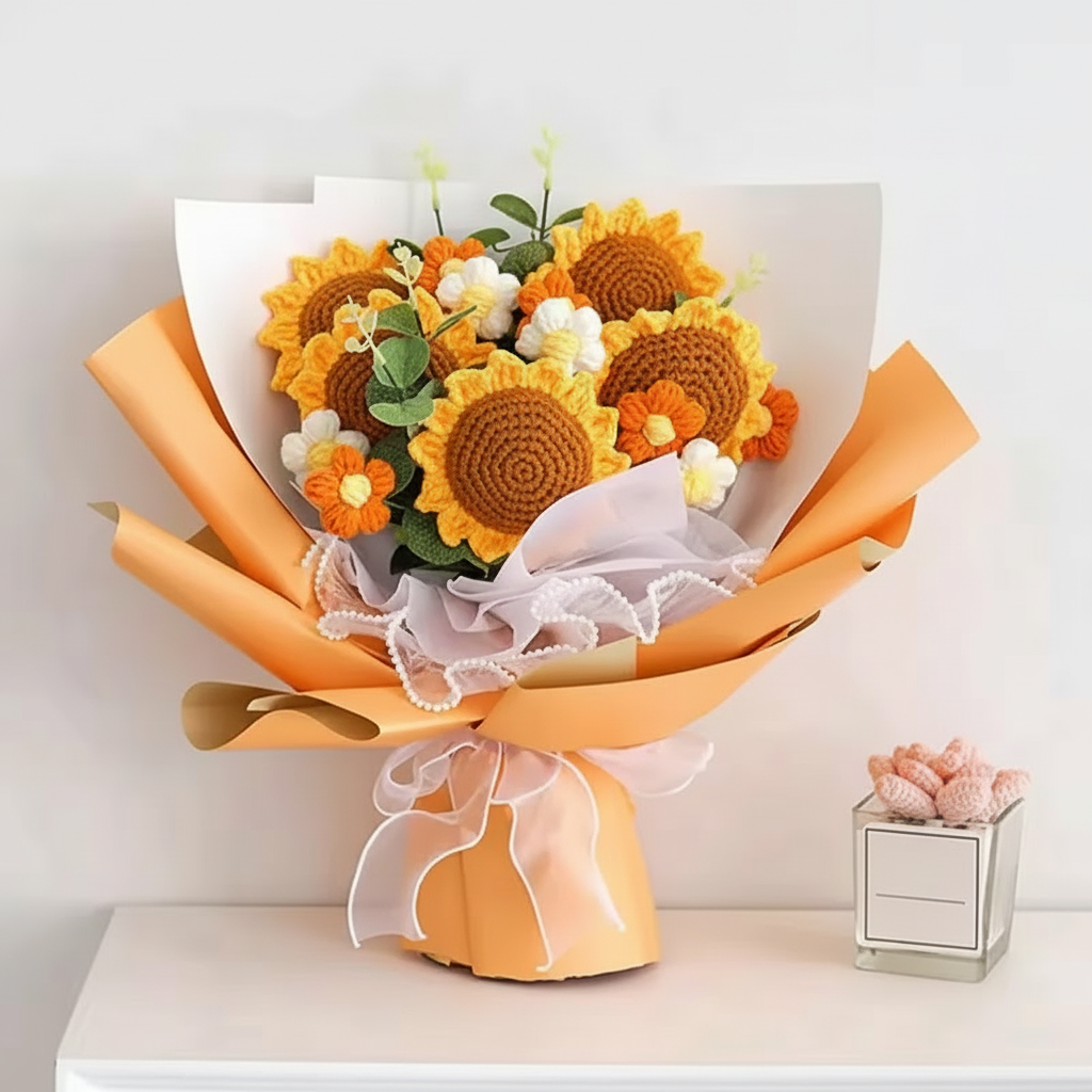 Handmade Crochet Floral Gift Bouquet Arrangement