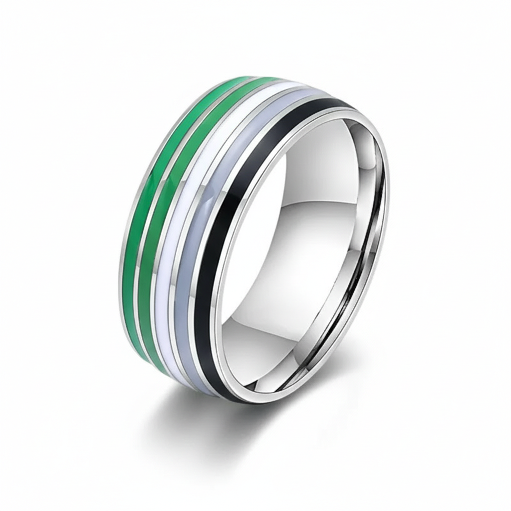 Enamel Stripe Band Style Ring
