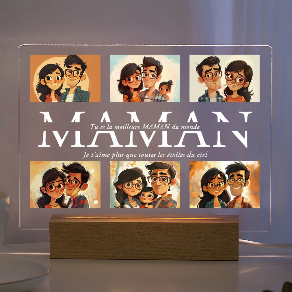 Personalized Acrylic Photo Text Print LED Lamp For Family Display