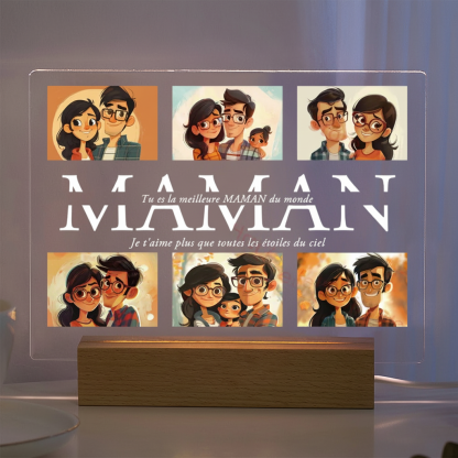 Personalized Acrylic Photo Text Print LED Lamp For Family Display