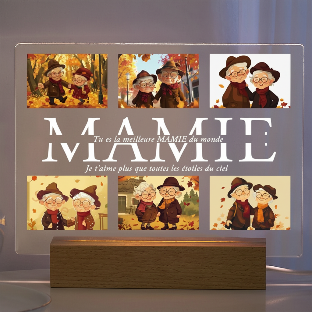 Personalized Acrylic Photo Text Print LED Lamp For Family Display