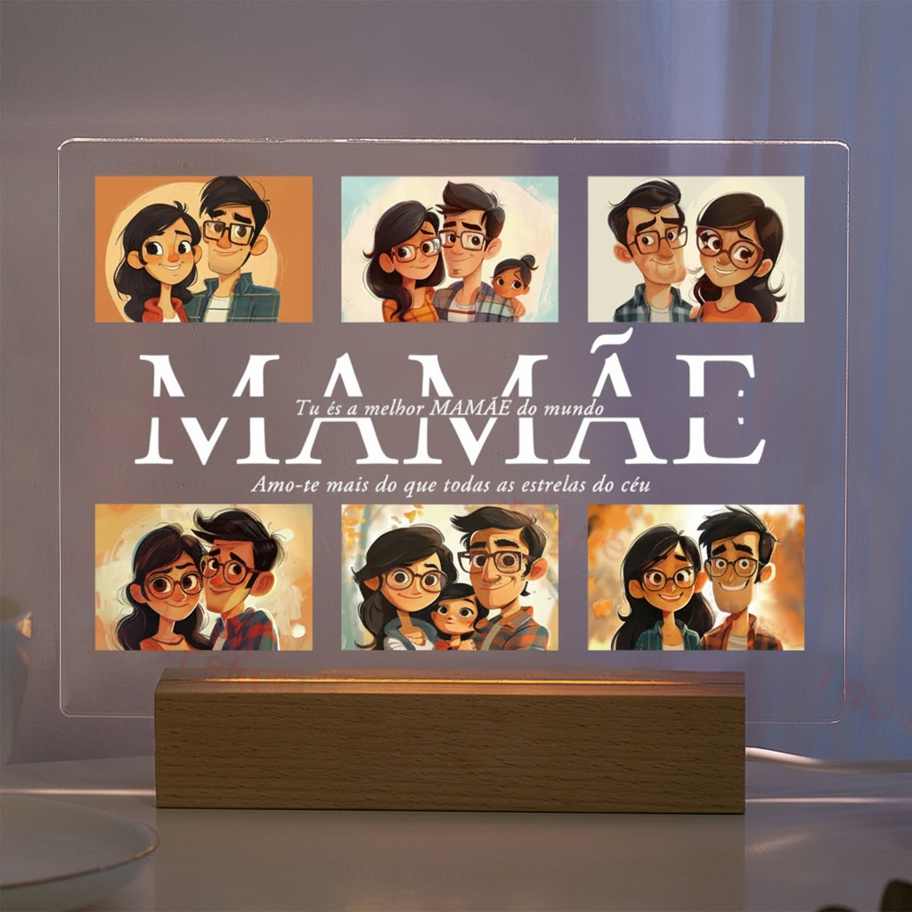 Personalized Acrylic Photo Text Print LED Lamp For Family Display