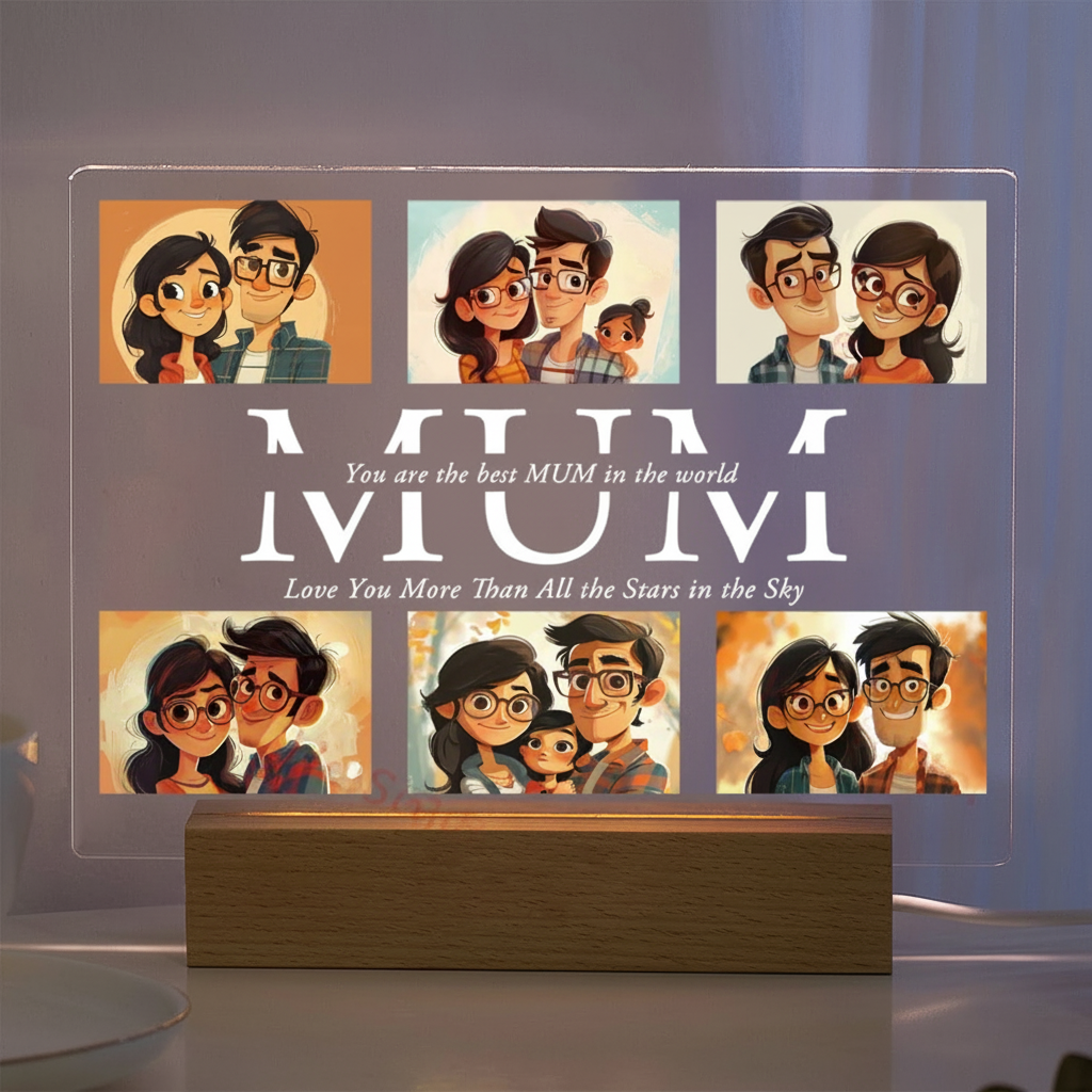 Personalized Acrylic Photo Text Print LED Lamp For Family Display