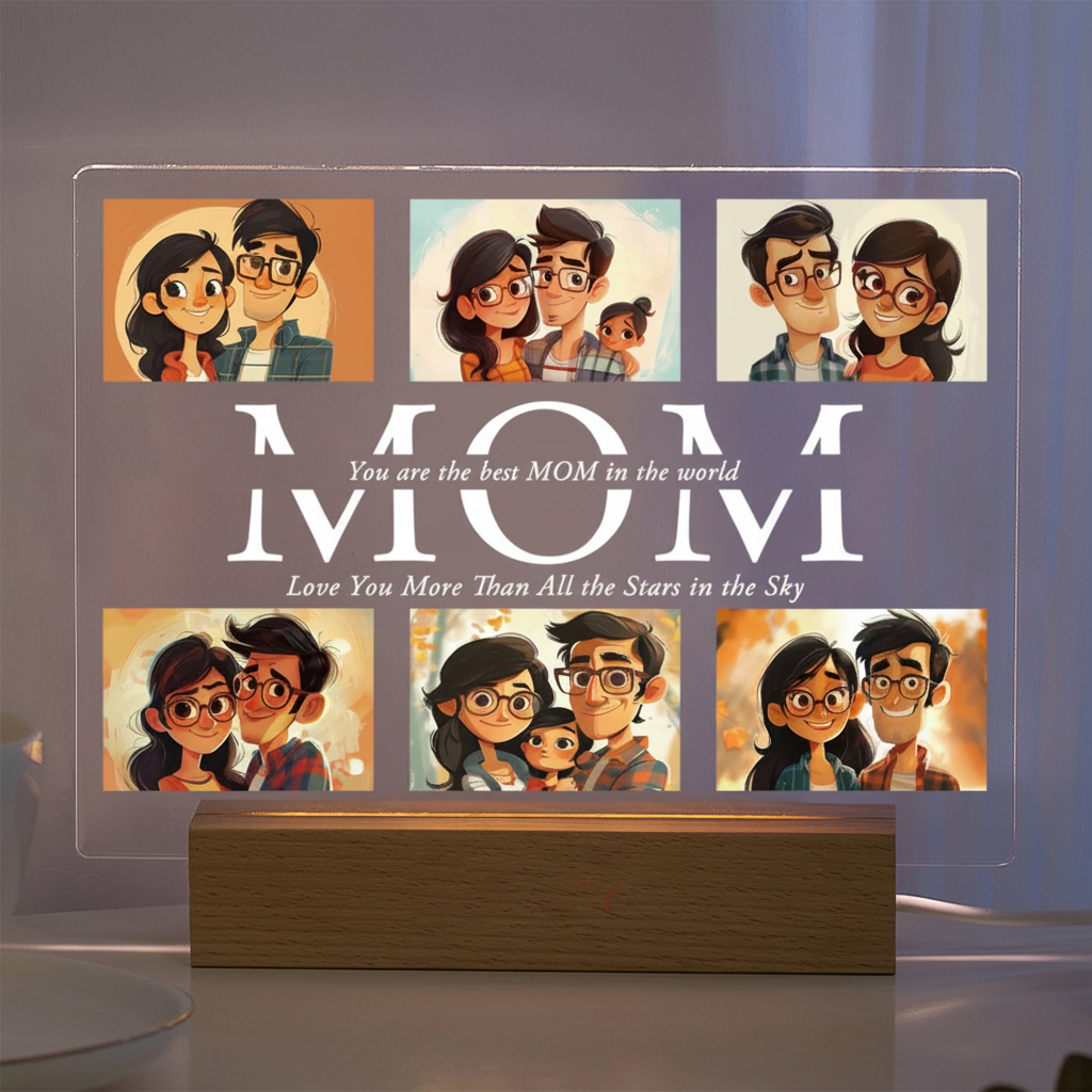 Personalized Acrylic Photo Text Print LED Lamp For Family Display
