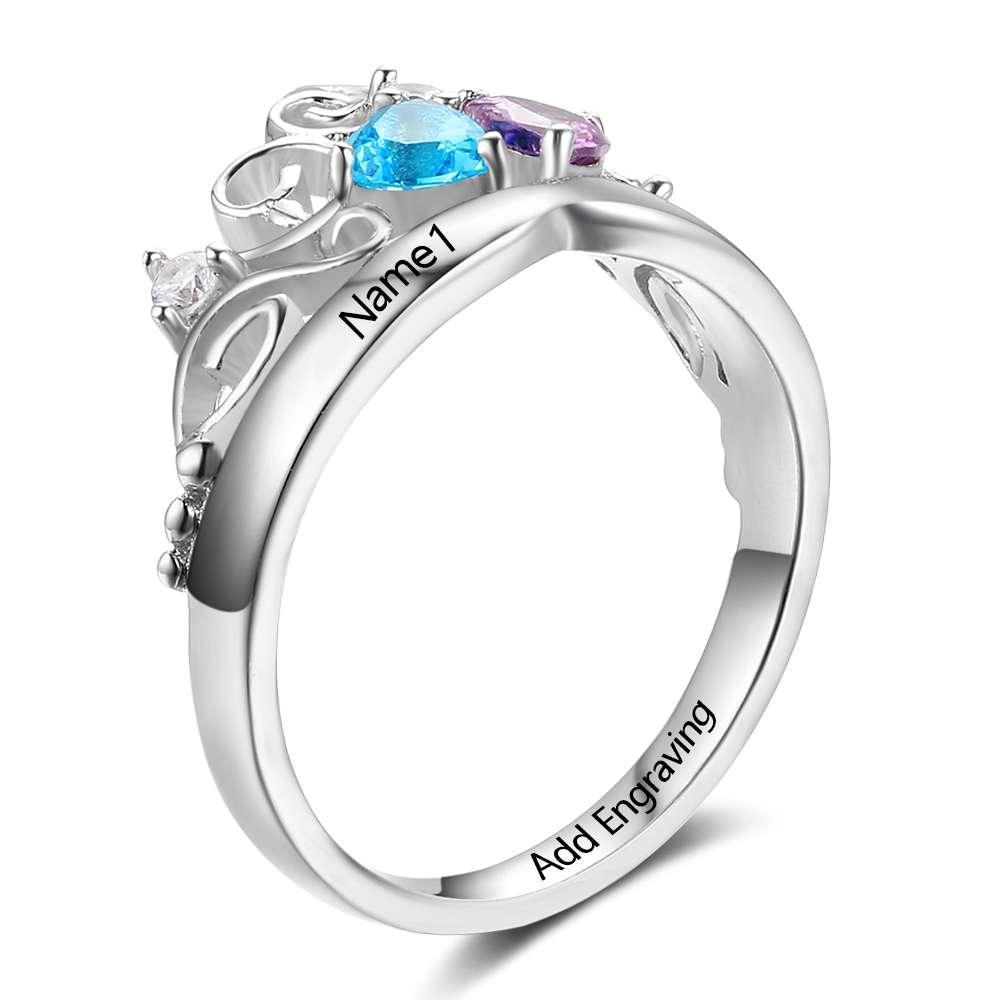Art Pattern Birthstone Engraved Jewelry for Women - Sterling Silver Jewelry for Women - Anniversary Gift for Women - Crown Design Jewelry for Women - Personalized Jewel