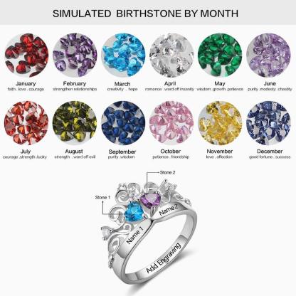 Art Pattern Birthstone Engraved Jewelry for Women - Sterling Silver Jewelry for Women - Anniversary Gift for Women - Crown Design Jewelry for Women - Personalized Jewel