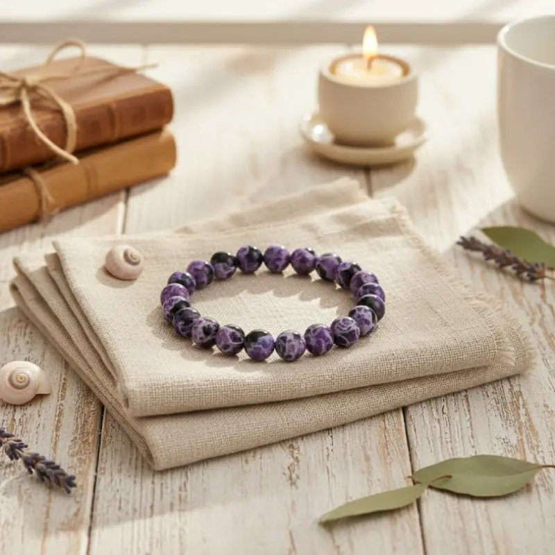 Natural Fire Agate Beaded Bracelet For Inner Guidance