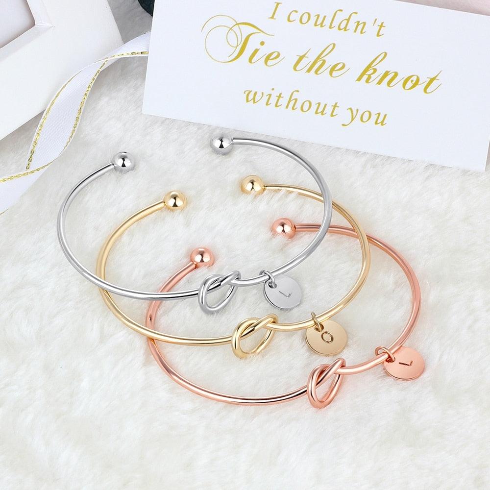 Bangles for Women in 3 colors, Option to Carve Any Letter from A-Z, Jewelry for Bridesmaid - Personalized Jewel