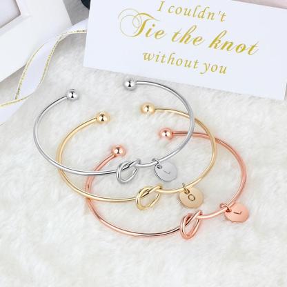 Bangles for Women in 3 colors, Option to Carve Any Letter from A-Z, Jewelry for Bridesmaid - Personalized Jewel