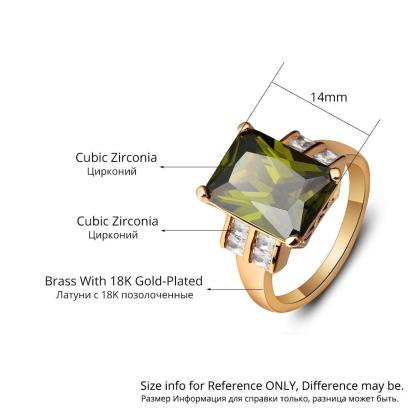 Broadside Square 14mm Gold Color Rings Fashion Jewelry Gift for Women - Personalized Jewel