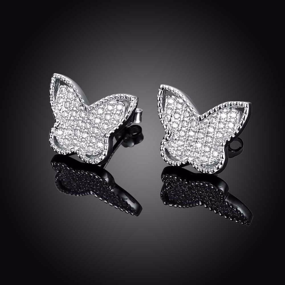 Butterfly Design 925 Sterling Silver Stud Earring-Personalized Jewels