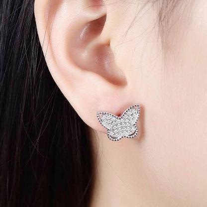 Butterfly Design 925 Sterling Silver Stud Earring-Personalized Jewels