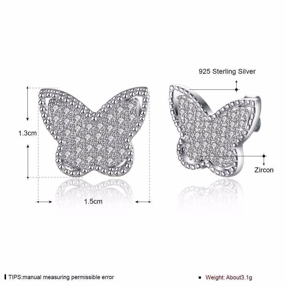 Butterfly Design 925 Sterling Silver Stud Earring-Personalized Jewels