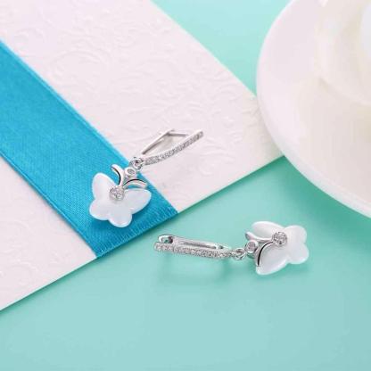 Butterfly Designed 925 Sterling Silver Earring, Ceramic Drop earring for Women, Best Gift for Her - Personalized Jewel
