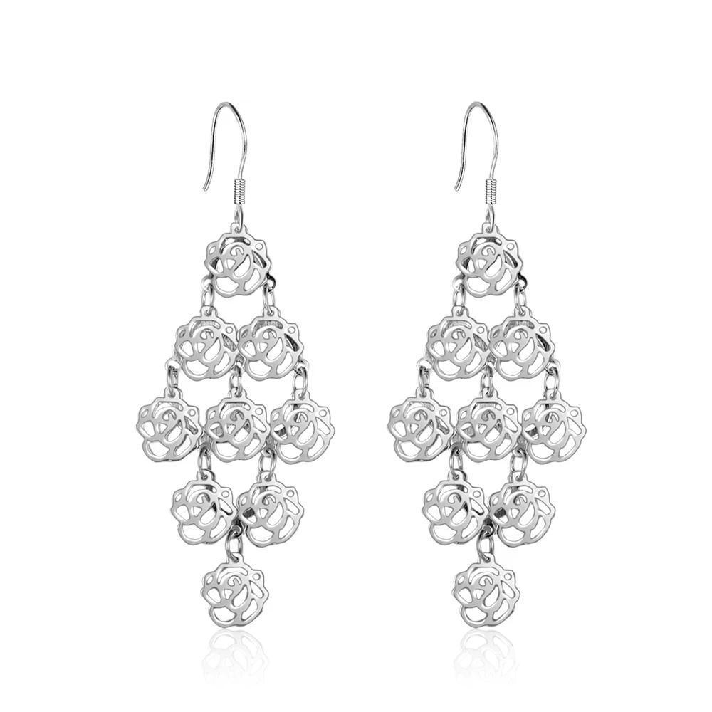 Chandelier Earring Flower Design 925 Sterling Silver Drop Earrings For Women Fashion Jewelry - Personalized Jewel