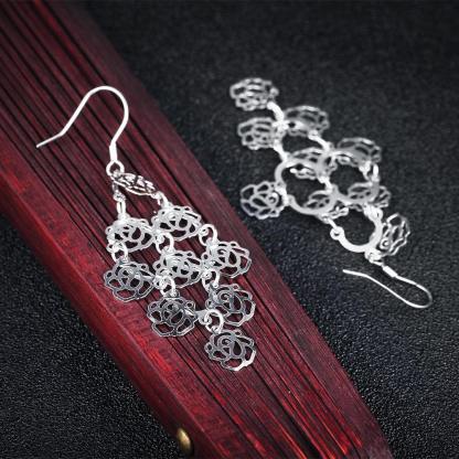 Chandelier Earring Flower Design 925 Sterling Silver Drop Earrings For Women Fashion Jewelry - Personalized Jewel