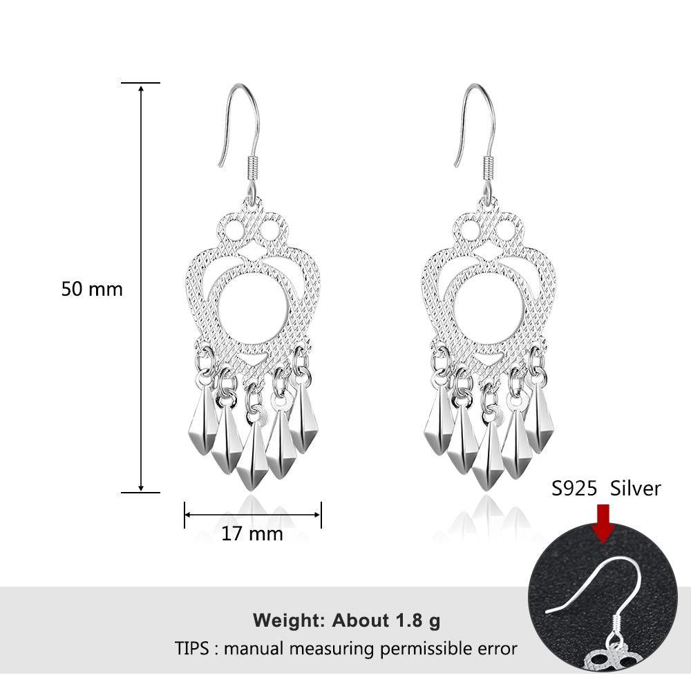 Chandelier Earring Hollow 925 Sterling Silver Drop Earrings For Women Party Accessorise Fashion Jewelry - Personalized Jewel