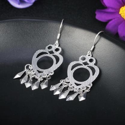 Chandelier Earring Hollow 925 Sterling Silver Drop Earrings For Women Party Accessorise Fashion Jewelry - Personalized Jewel