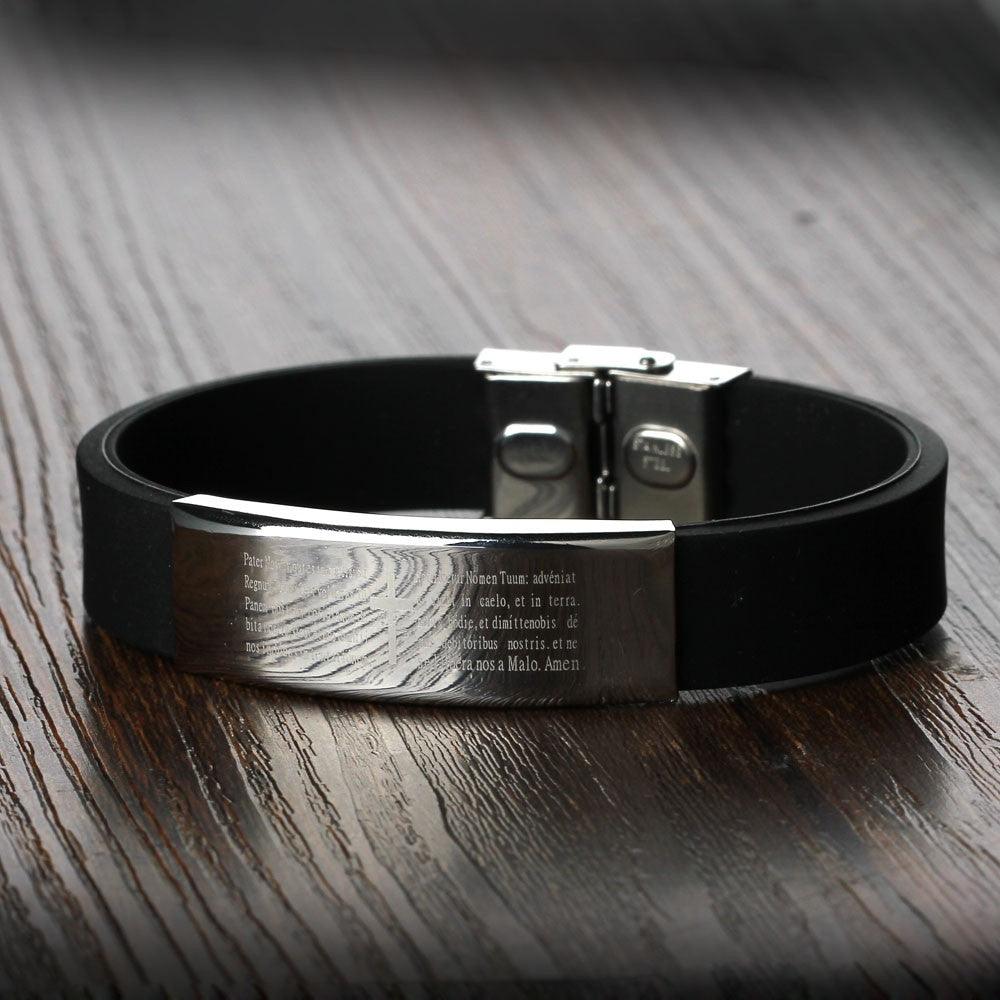 Christian Scripture Stainless Steel Bracelet for Men - Cross & Scripture Engraving Cuff Bracelet For Men - Personalized Jewel