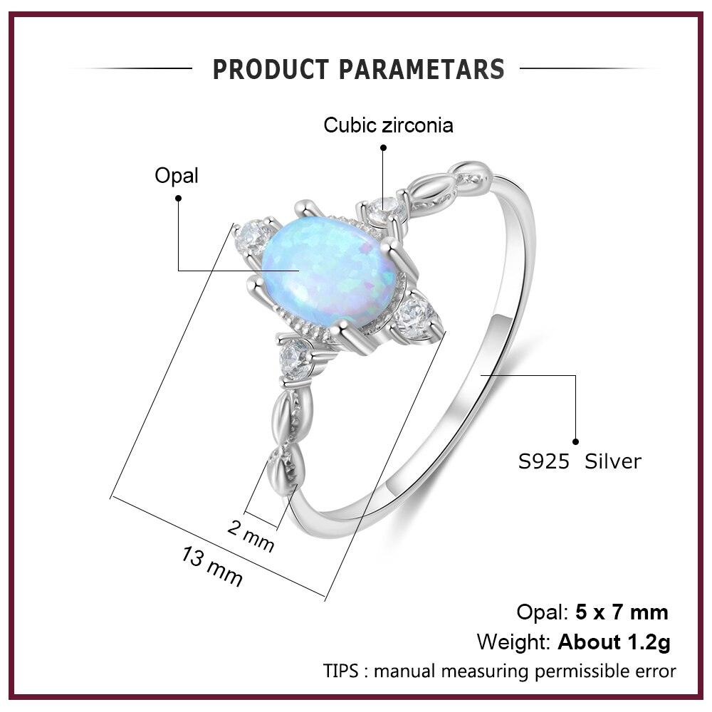 Classic 925 Sterling Silver Oval Shaped Opal Ring Solid Engagement Ring-Personalized Jewels