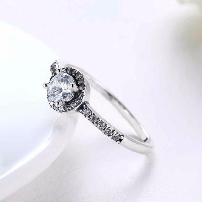 Classic 925 Sterling Silver Round Wedding Ring for Women with Cubic Zirconia, Classy Jewelry Gift - Personalized Jewel