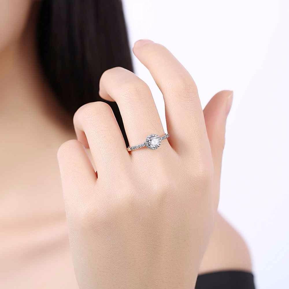Classic 925 Sterling Silver Round Wedding Ring for Women with Cubic Zirconia, Classy Jewelry Gift - Personalized Jewel