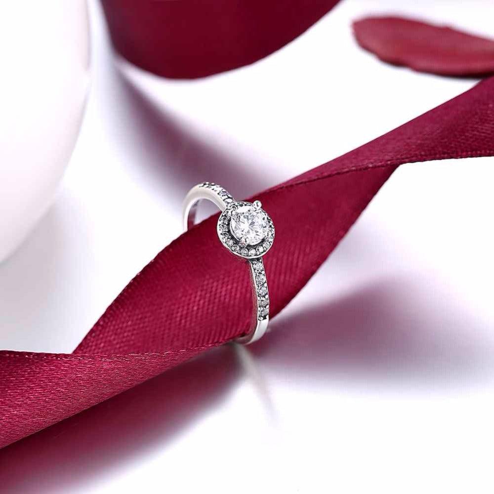 Classic 925 Sterling Silver Round Wedding Ring for Women with Cubic Zirconia, Classy Jewelry Gift - Personalized Jewel
