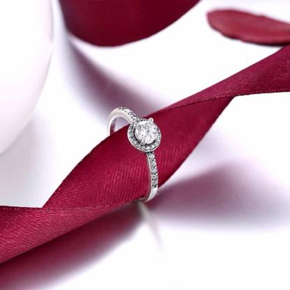 Classic 925 Sterling Silver Round Wedding Ring for Women with Cubic Zirconia, Classy Jewelry Gift - Personalized Jewel