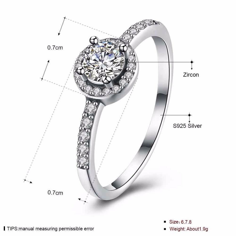 Classic 925 Sterling Silver Round Wedding Ring for Women with Cubic Zirconia, Classy Jewelry Gift - Personalized Jewel