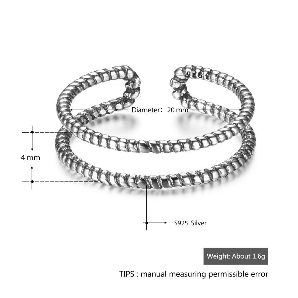 Classic 925 Sterling Silver Vintage Style Chain Ring, Fashionable Jewelry Gift for Men & Women - Personalized Jewel