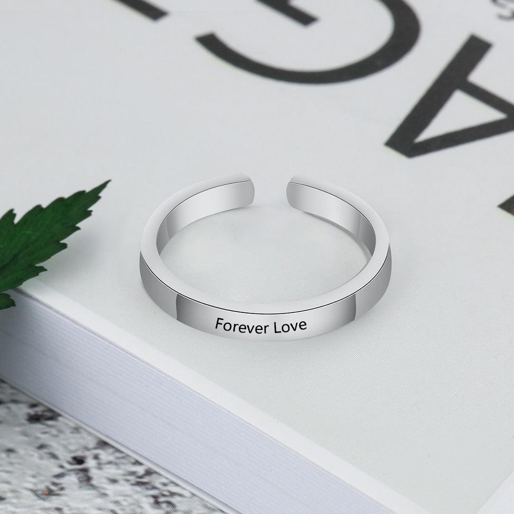 Classic Adjustable Ring for Lovers - Personalized Name or Message Engraving Ring for All-Personalized Jewels