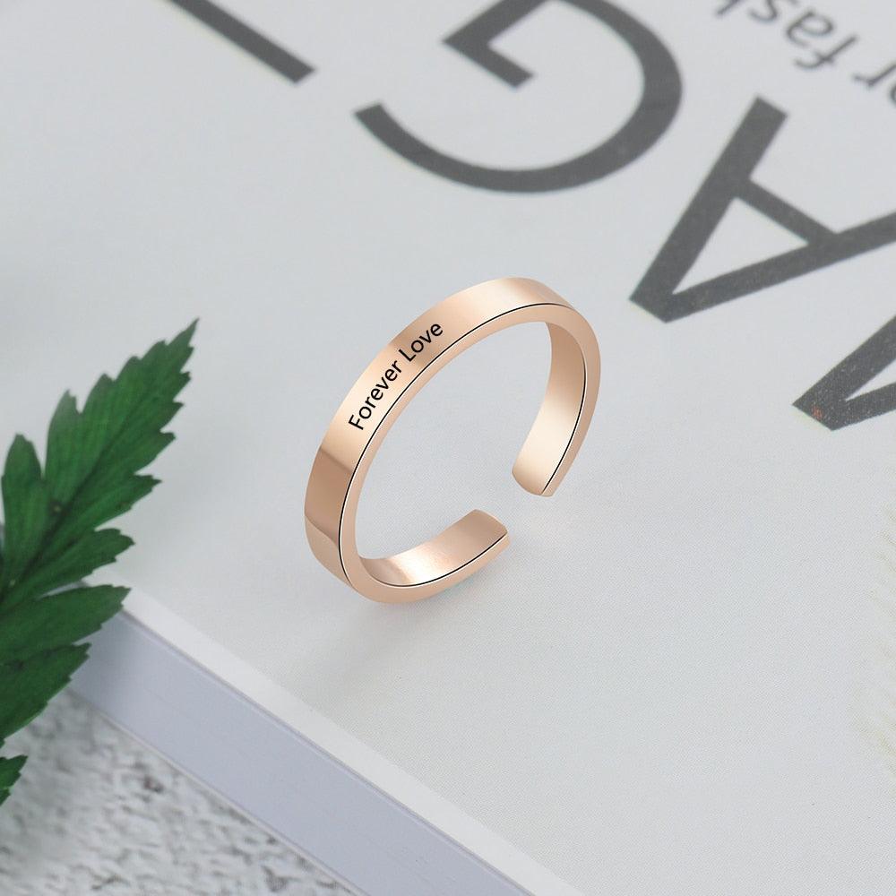 Classic Adjustable Ring for Lovers - Personalized Name or Message Engraving Ring for All - Personalized Jewel