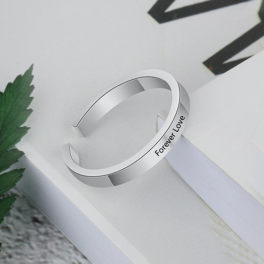 Classic Adjustable Ring for Lovers - Personalized Name or Message Engraving Ring for All-Personalized Jewels