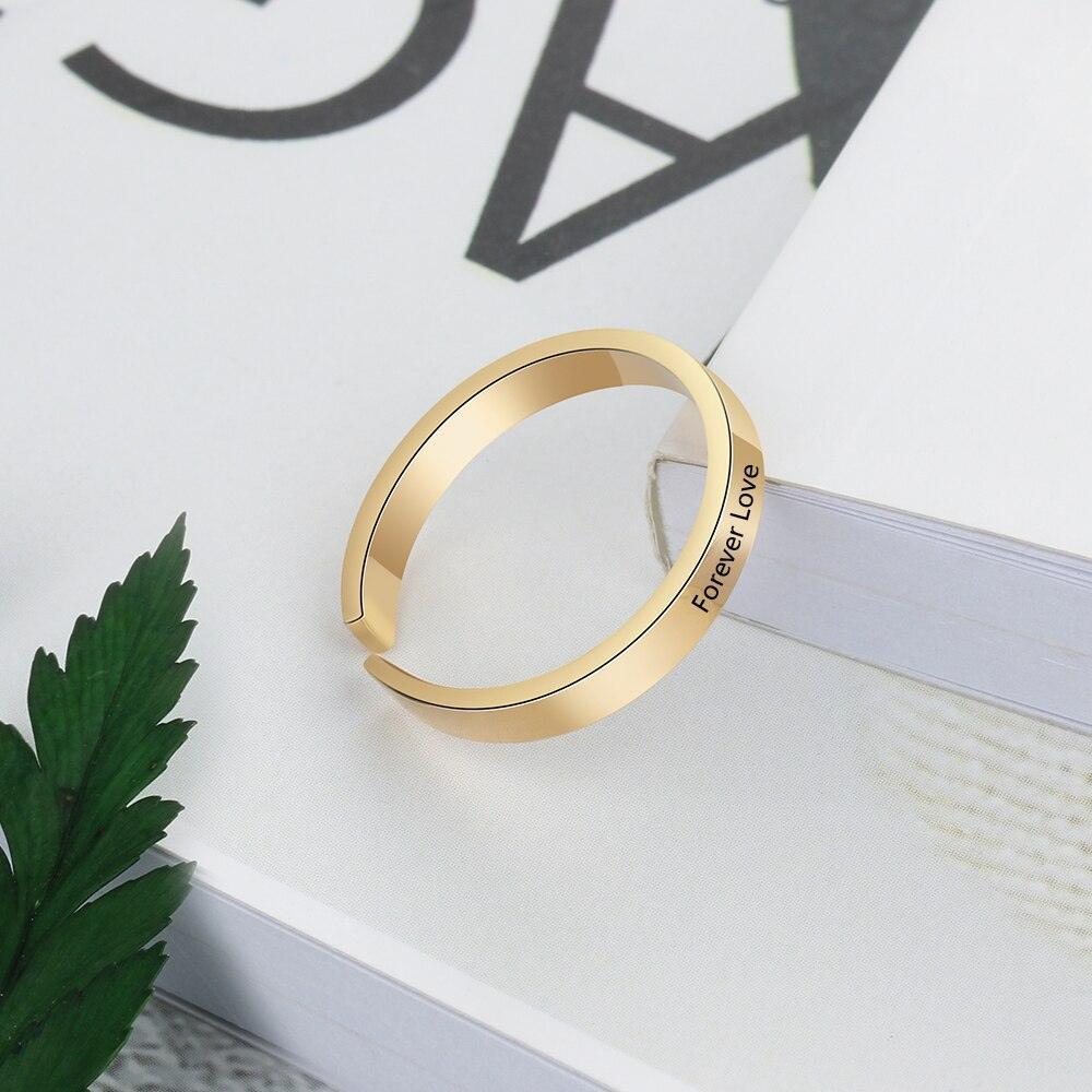 Classic Adjustable Ring for Lovers - Personalized Name or Message Engraving Ring for All-Personalized Jewels