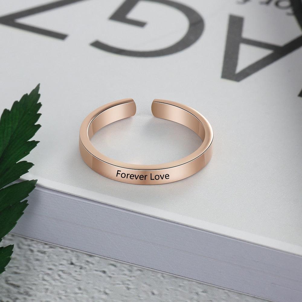 Classic Adjustable Ring for Lovers - Personalized Name or Message Engraving Ring for All-Personalized Jewels