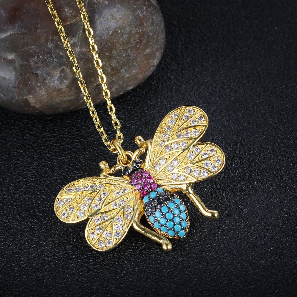 Classic Bee Insect Shaped Pendant Necklace for Girls, Jewelry Gift for Women - Personalized Jewel