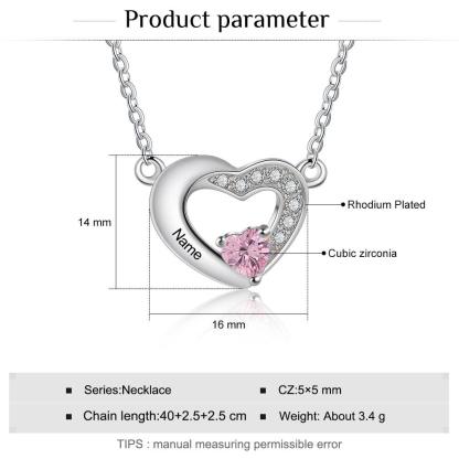 Classic Heart Pendant Necklace for Women, Personalized Birthstone and Name Engraving Pendant - Personalized Jewel