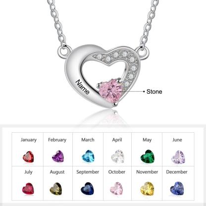 Classic Heart Pendant Necklace for Women, Personalized Birthstone and Name Engraving Pendant - Personalized Jewel