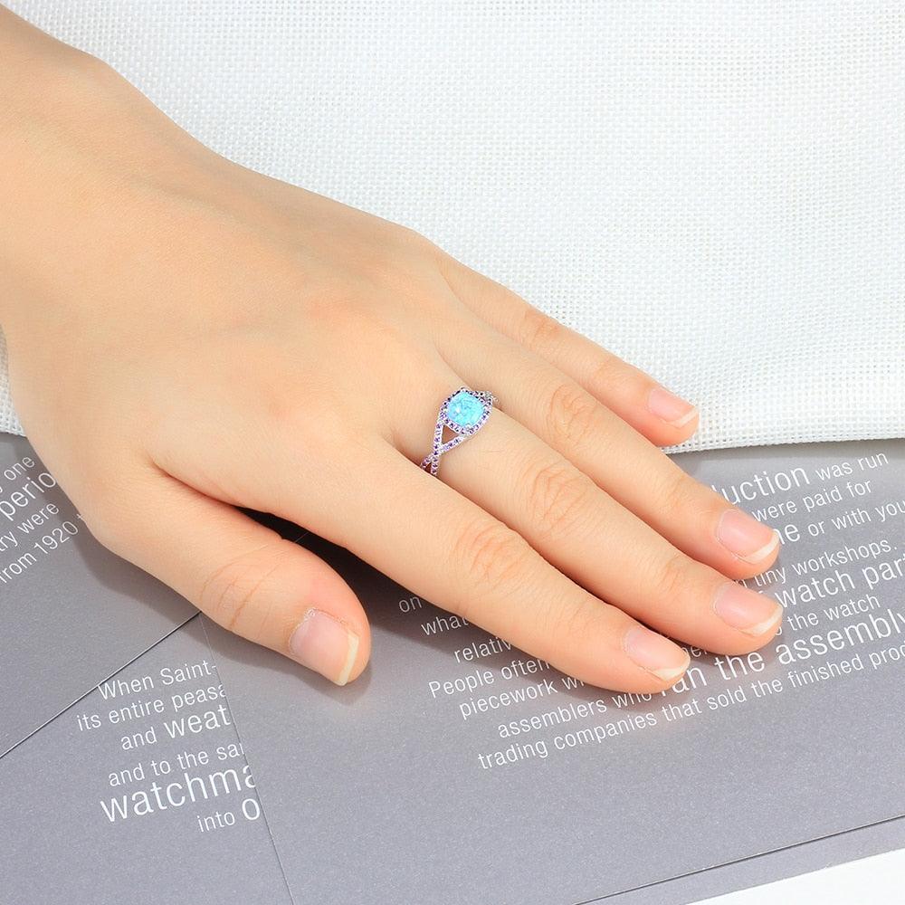Classic Opal Stone Rings 925 Sterling Silver Criss-Cross Shaped Opal Wedding Ring - Personalized Jewel