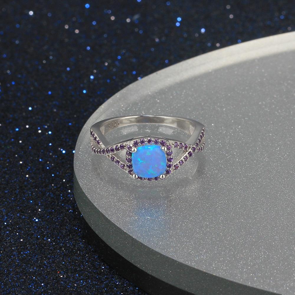 Classic Opal Stone Rings 925 Sterling Silver Criss-Cross Shaped Opal Wedding Ring - Personalized Jewel