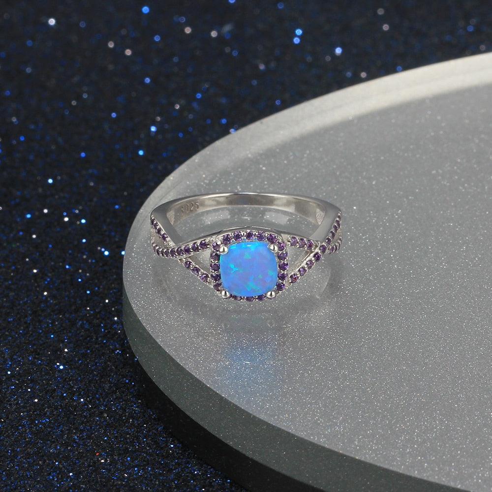 Classic Opal Stone Rings 925 Sterling Silver Criss-Cross Shaped Opal Wedding Ring - Personalized Jewel